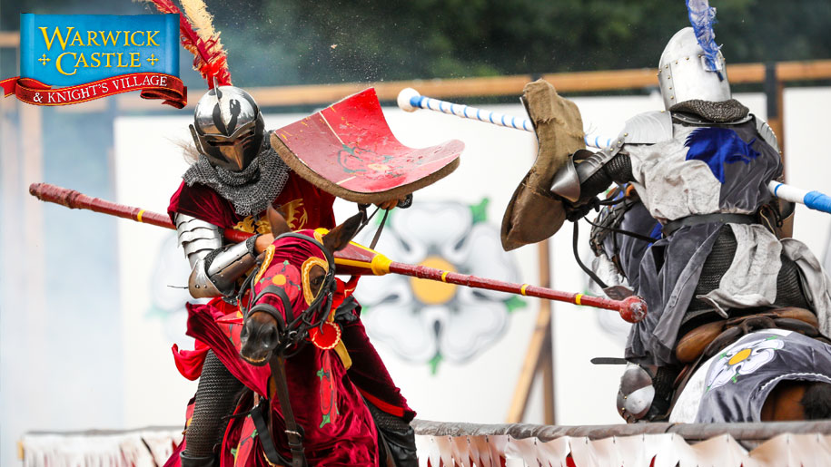 Jousting knights at Warwick Castle.