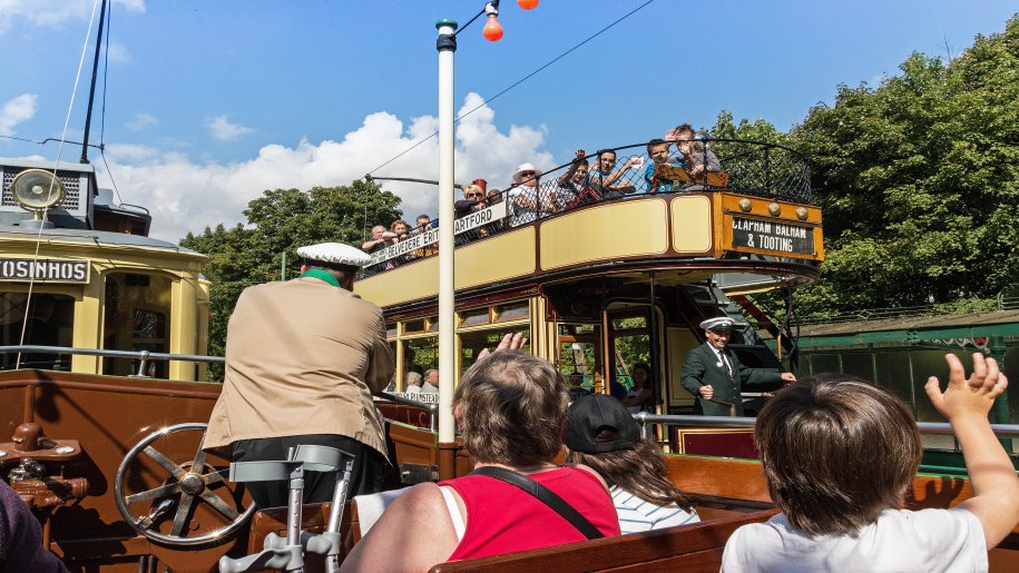 families on trams Crich Tramways