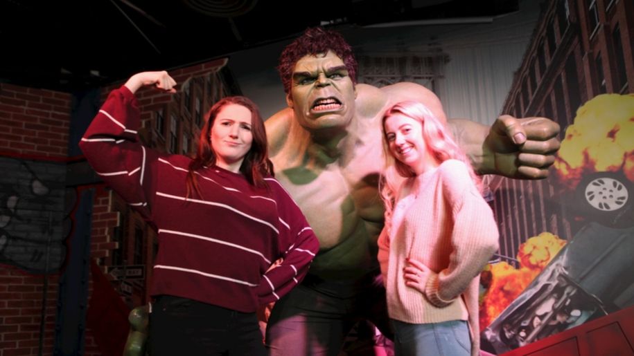 Hulk and two ladies