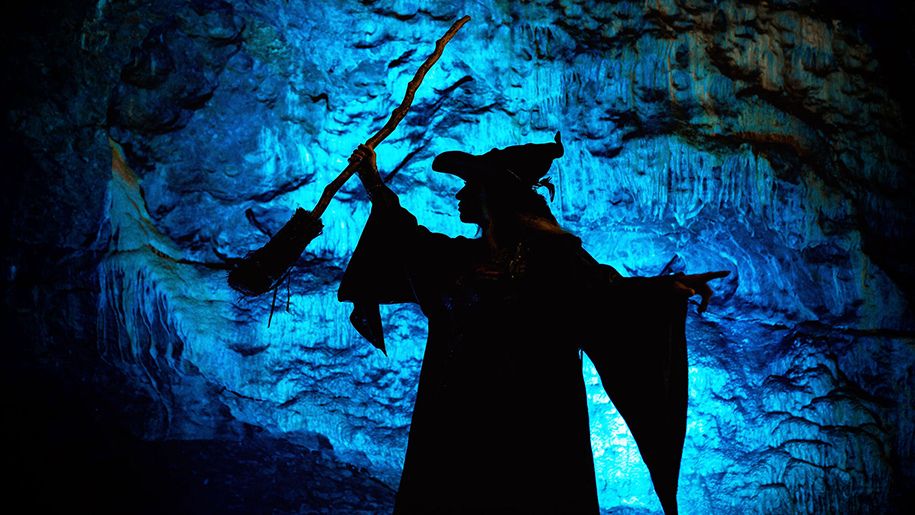 A witch's silhouette at Wookey Hole