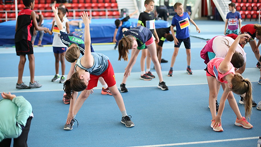 Children doing athletics at Lee Valley