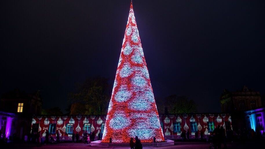 Giant singing Christmas tree at Longleat in Wiltshire.