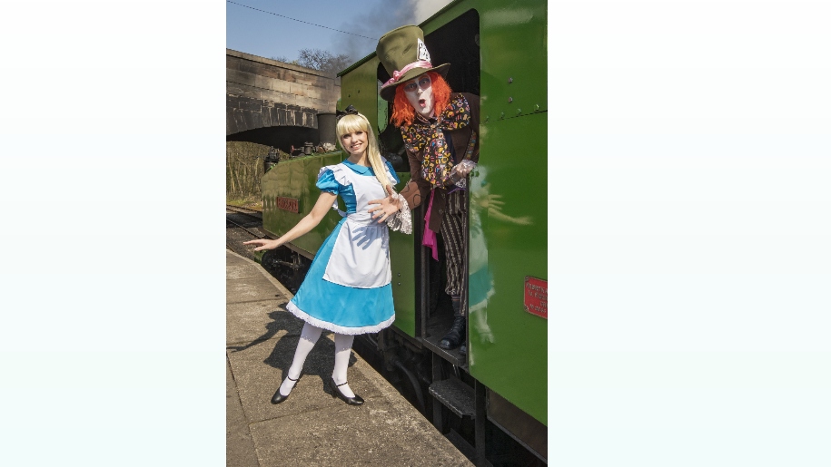 Alice and The Mad Hatter at Churnet Valley Railway in Staffordshire.