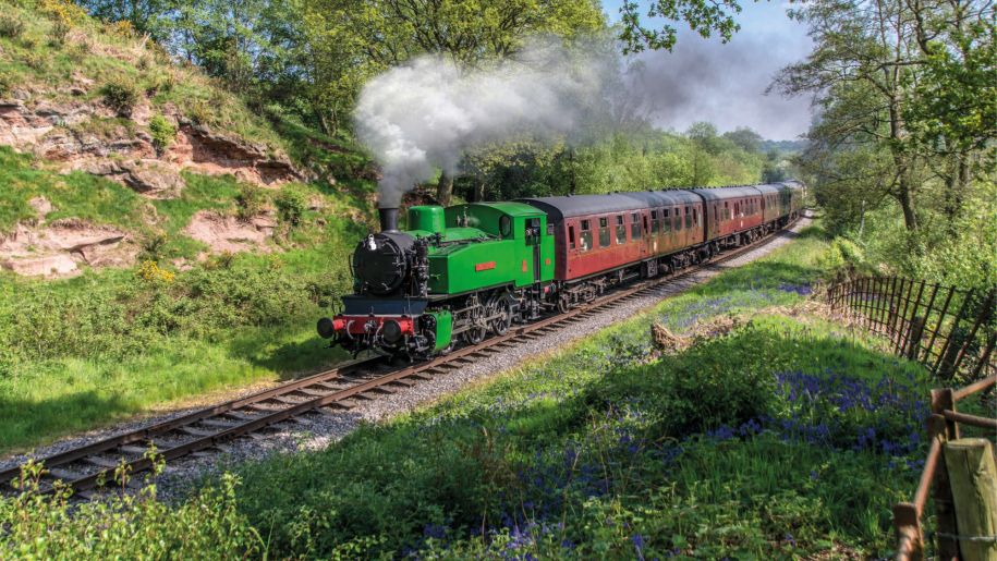 Steam train on the Churnet Valley Railway in Staffordshire.