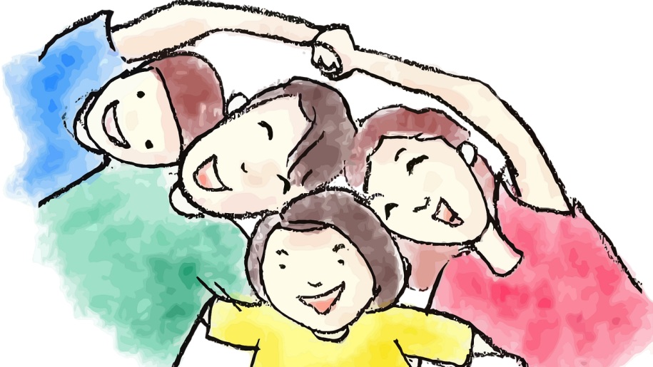 cartoon of a family of four