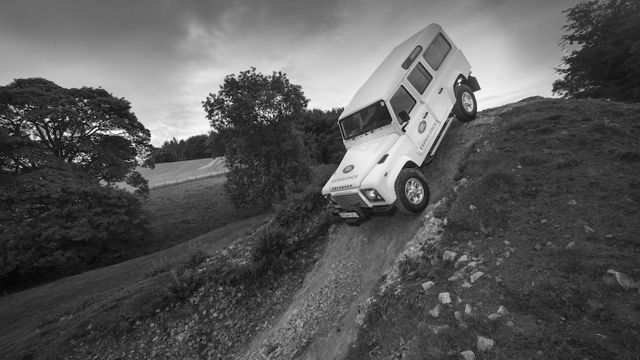 landrover defender on slope