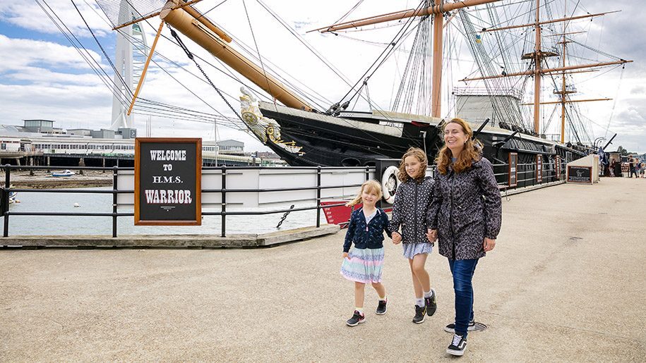 Portsmouth Historic Dockyard Mum and two children