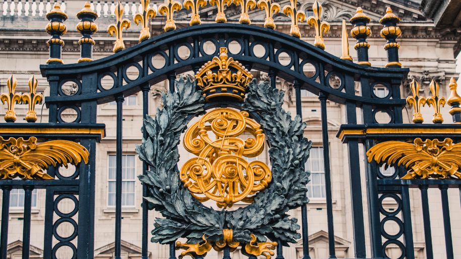 The gates of Buckingham Palace in London.
