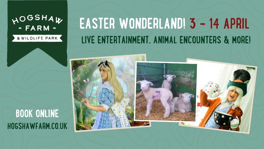 Poster for Hogshaw Farm's Easter Wonderland event.