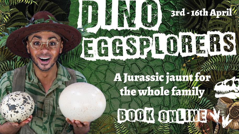 Birdworld Dino Eggsplorers event man holding dino eggs