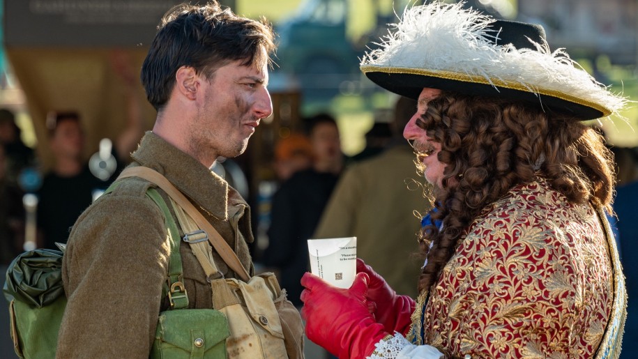 Historical re-enactors at Chalke Valley History Festival in Wiltshire.