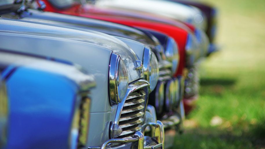 A line-up of vintage cars.