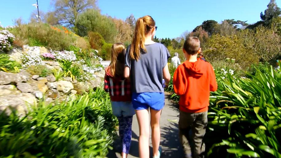 Children walking through the gardens at Ventnor Botanic Garden