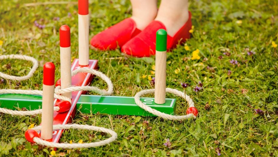 Hoopla garden game at Hogshaw Farm in Buckinghamshire.