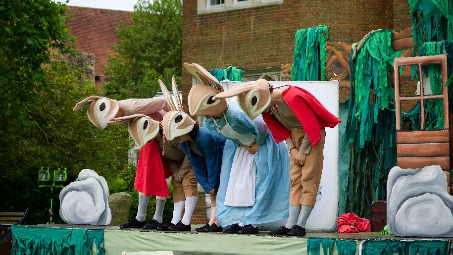 West Horsley Place Peter Rabbit characters taking a bow