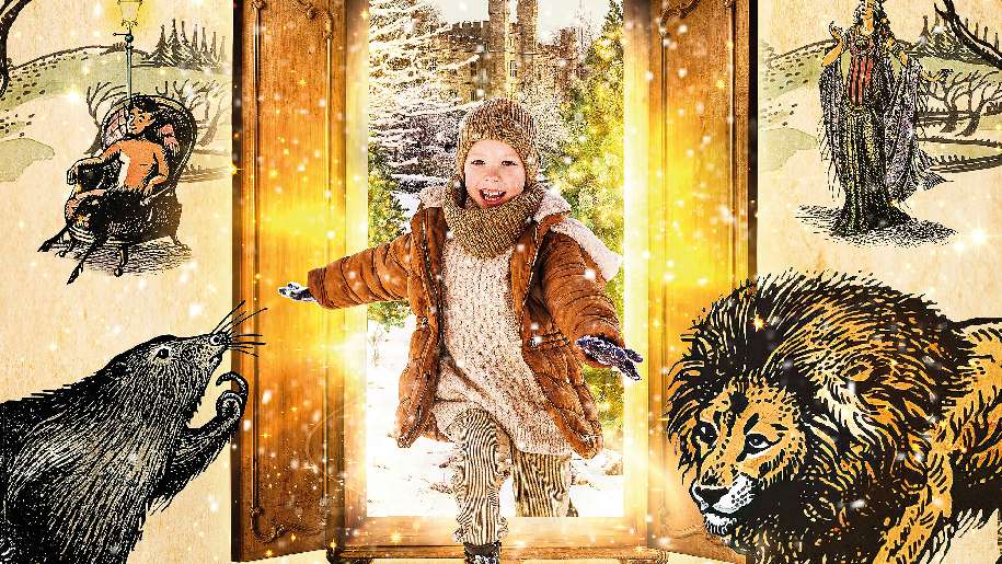 Leeds Castle A Narnia Christmas Little girl running through golden door