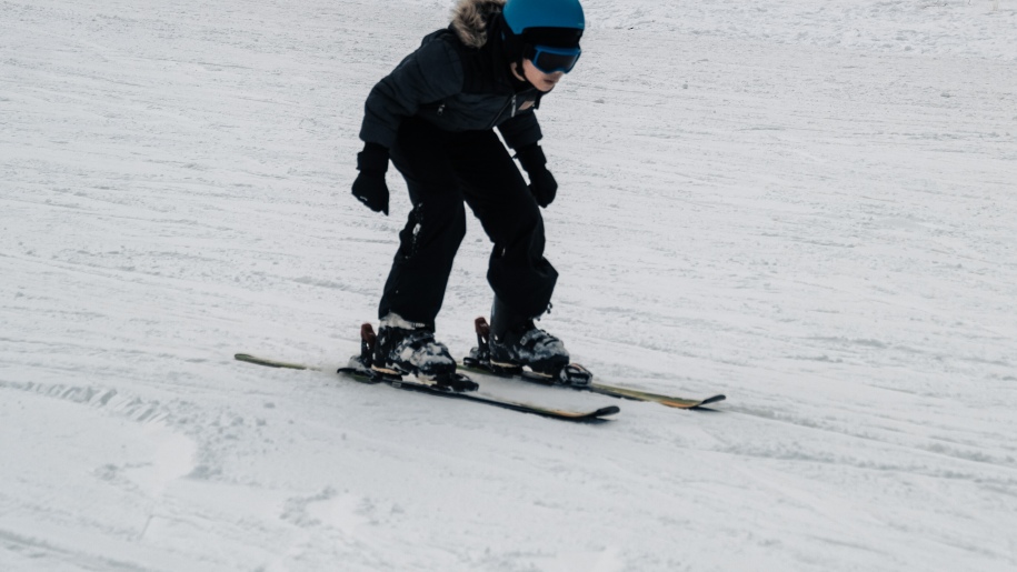 A child skiing on real snow.