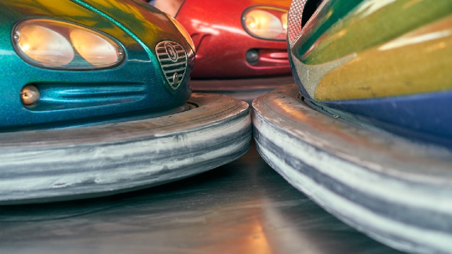 Generic Bumper Cars Three coloured cars with bumpers touching