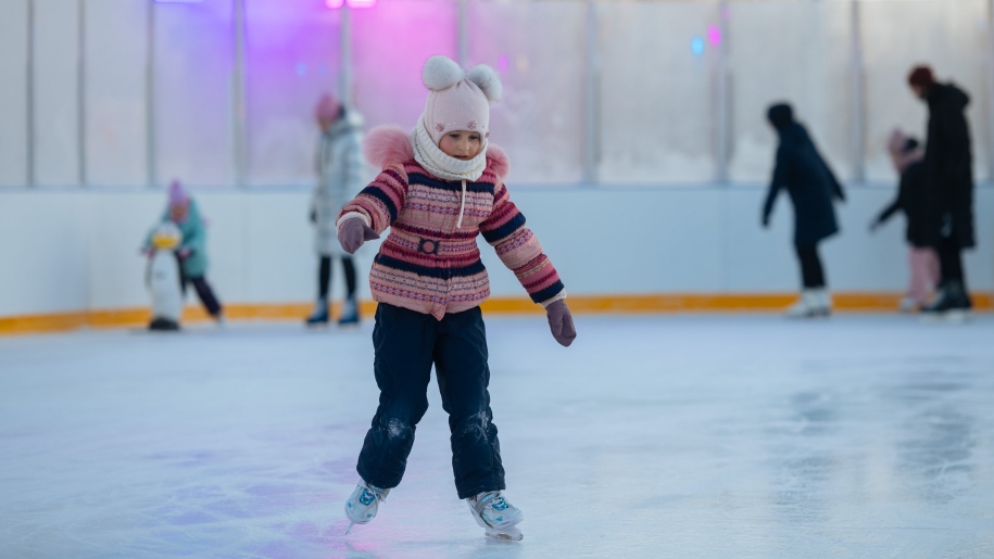 Child ice skating.