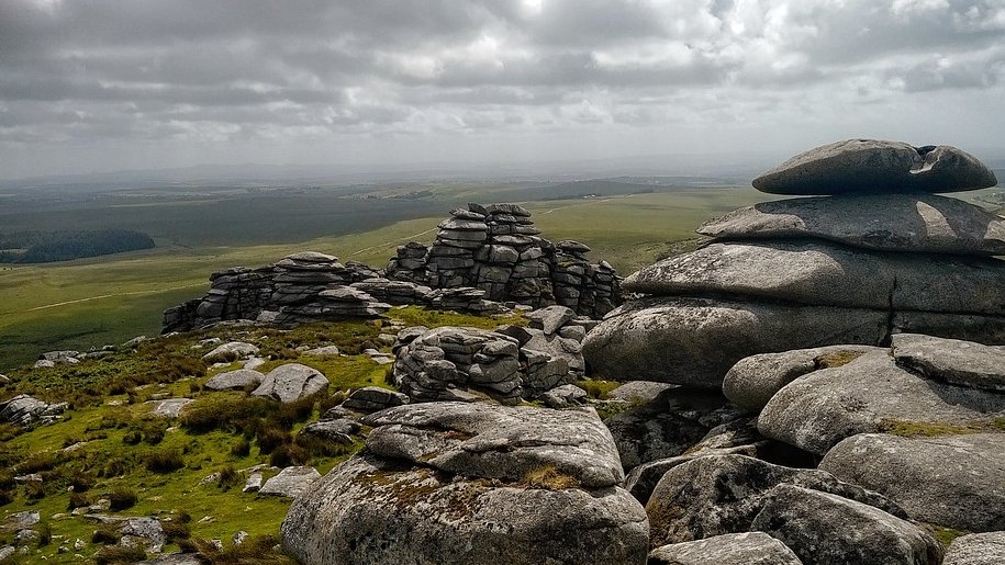 Bodmin Moor image of rock formations and a cloudy sky