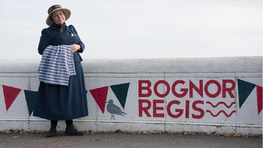 Bognor Regis Time Portal Image of Mary Wheatland, a 19th-century bathing machine operator, swimming instructor, and lifeguard,