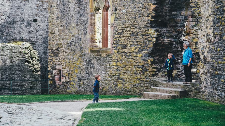 Family at a castle.