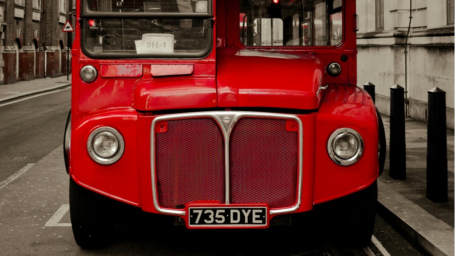 Vintage red bus.