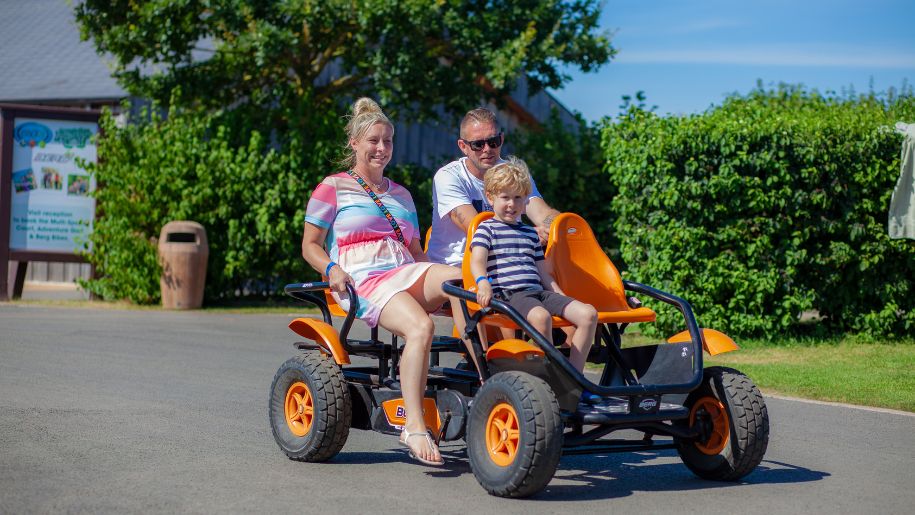 Family on a pedal kart at crealy