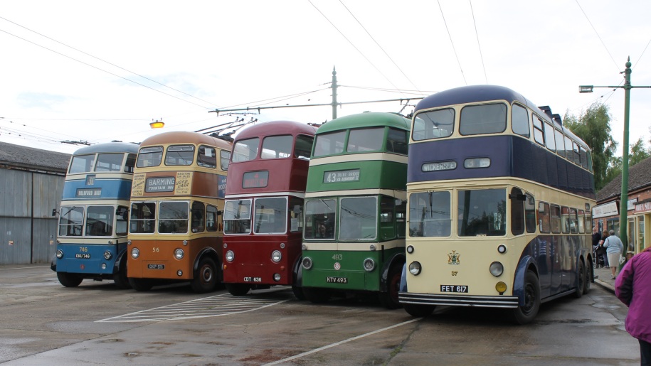 Row of trolleybuses.