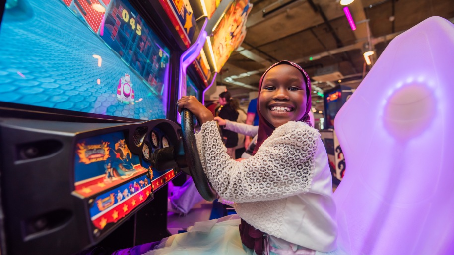 A child playing on a game at The National Videogame Museum in South Yorkshire.