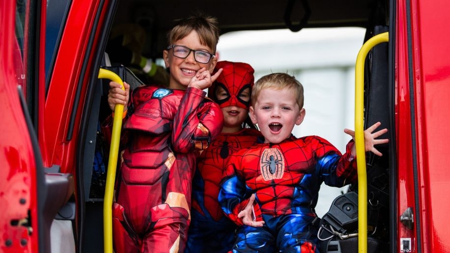 Children in fancy dress at Newcastle Racecourse.