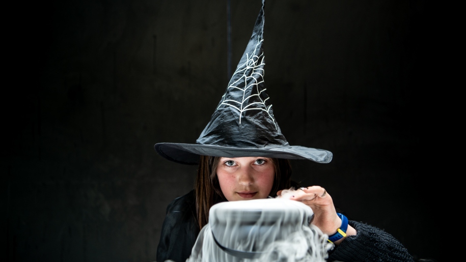 A wizard in a pointed hat.