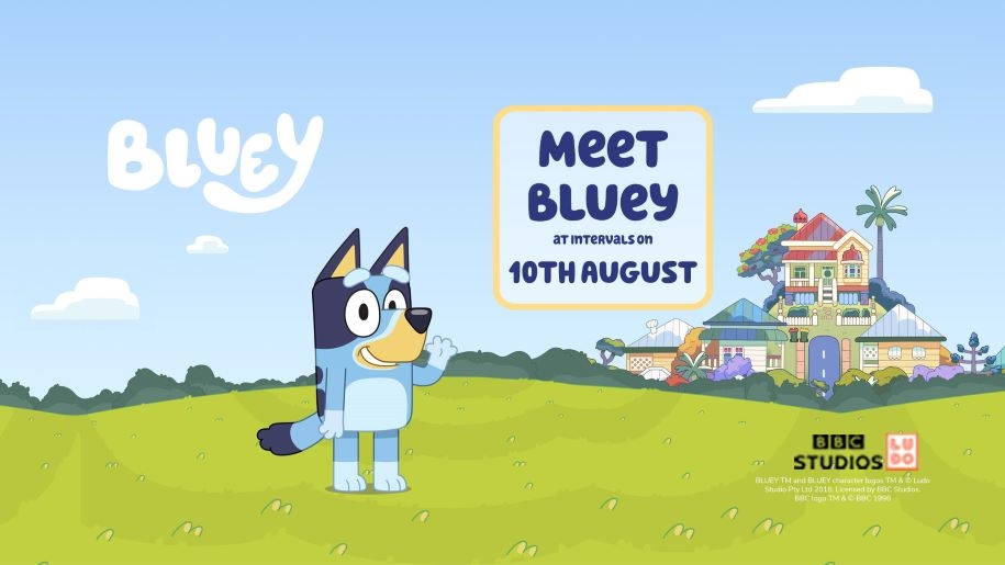 Bluey on a poster for his visit to Woburn Safari Park.