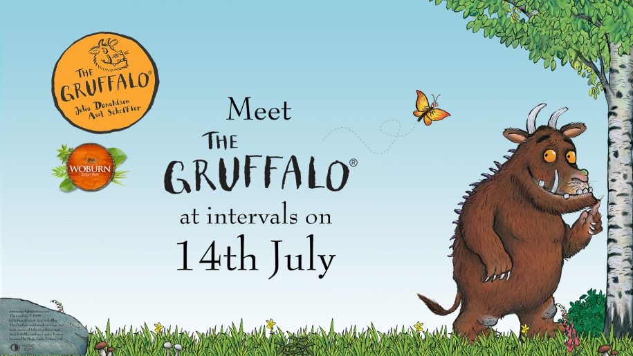 Poster advertising 'Meet The Gruffalo' event at Woburn Safari Park.