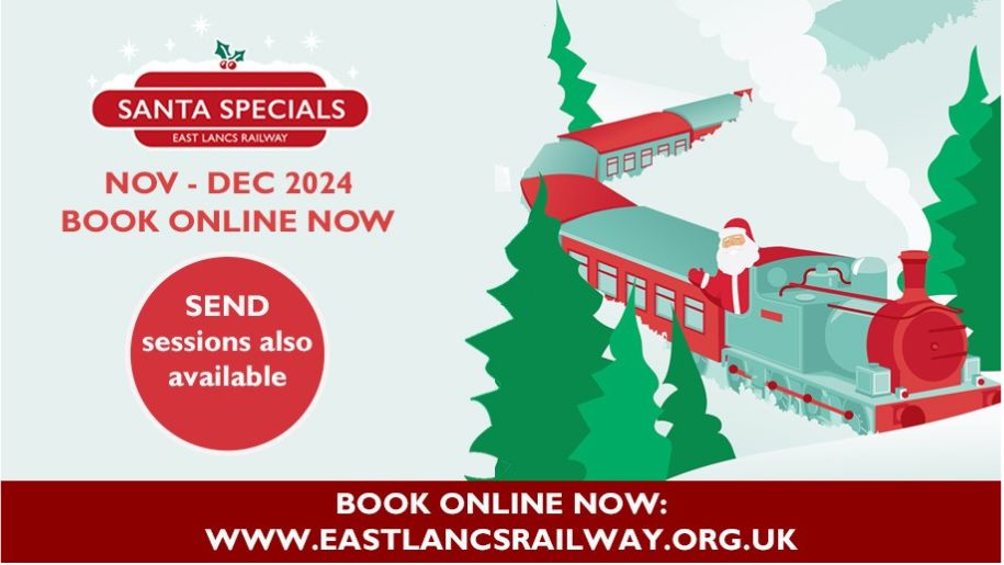 Poster for East Lancashire's Santa Specials at Christmas.