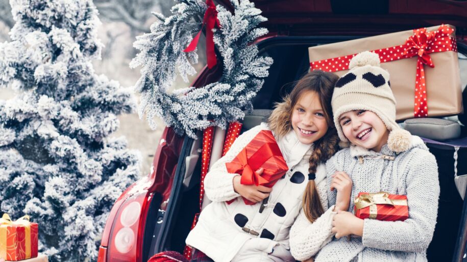 Children with Christmas presents.