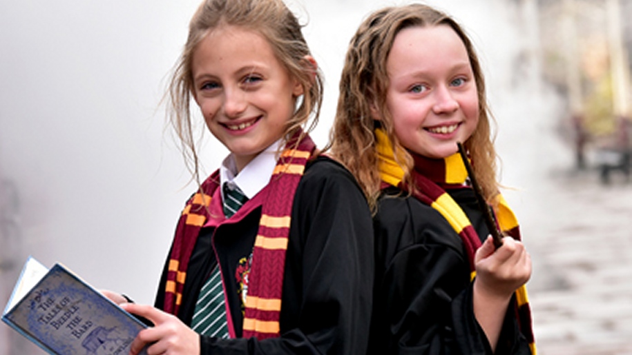 Children dressed as wizards at the East Lancashire Railway.