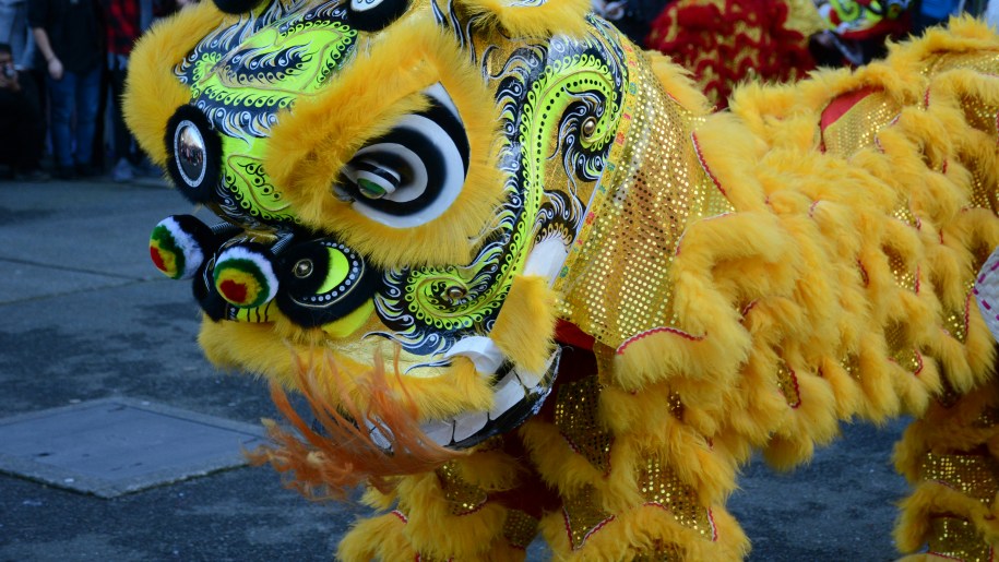 Lion dance at Chinese New Year celebrations.