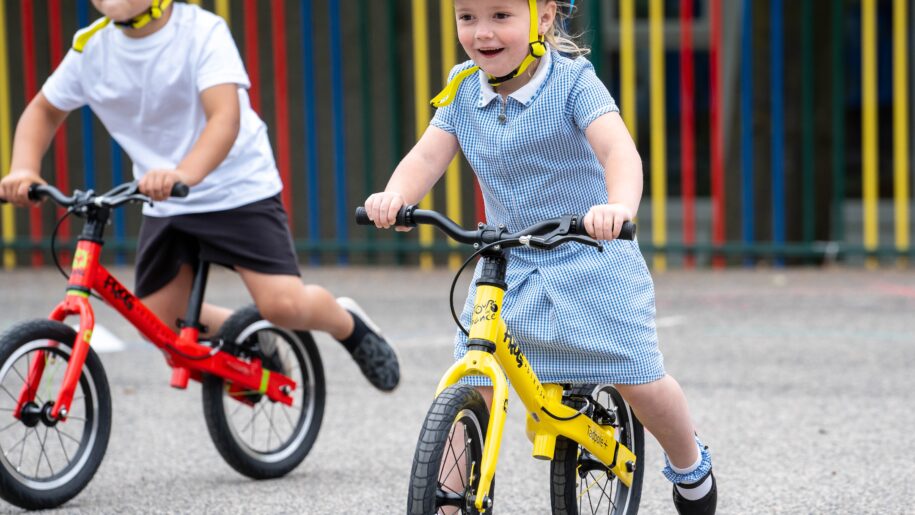 kids on a balance bike