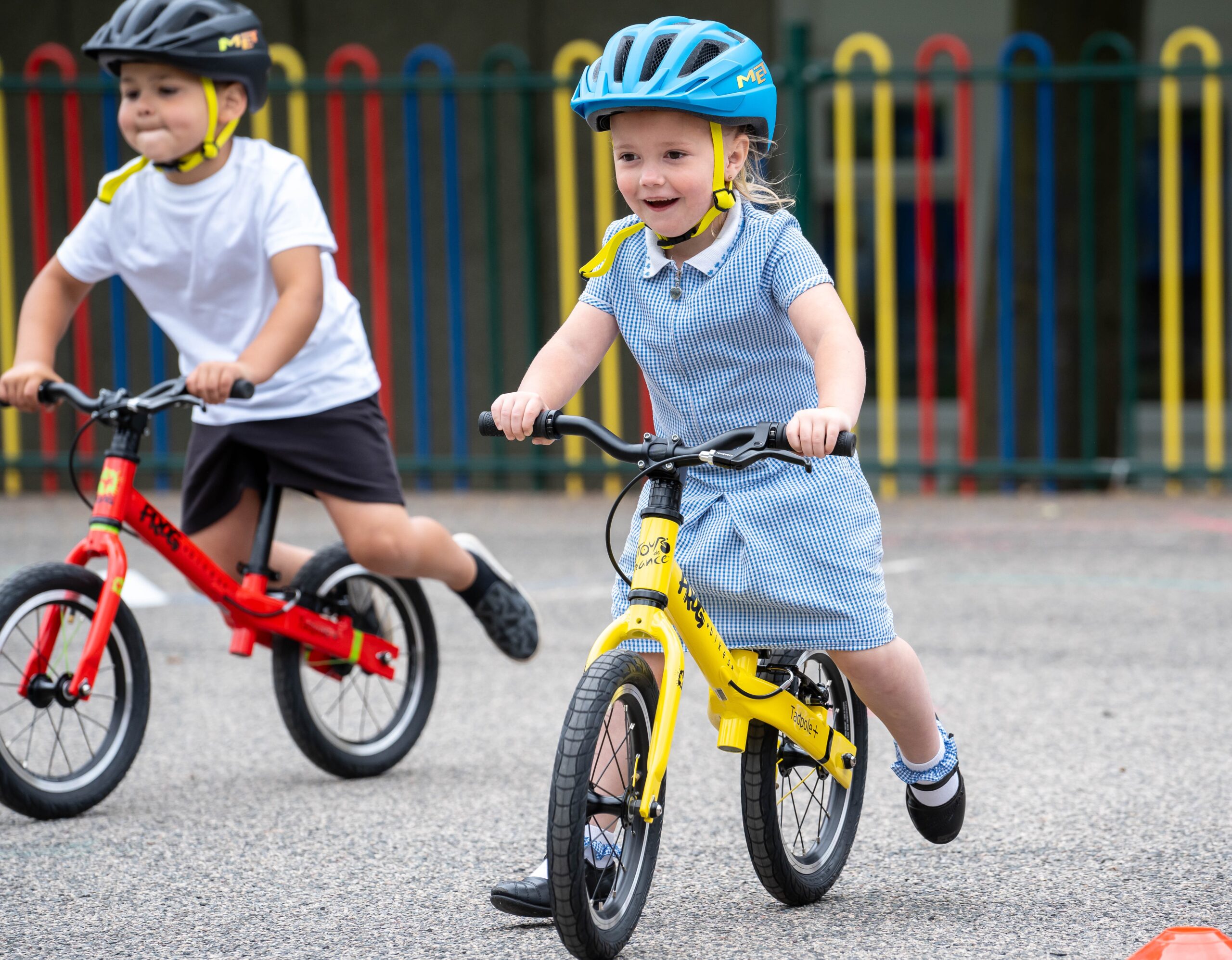 kids on a balance bike