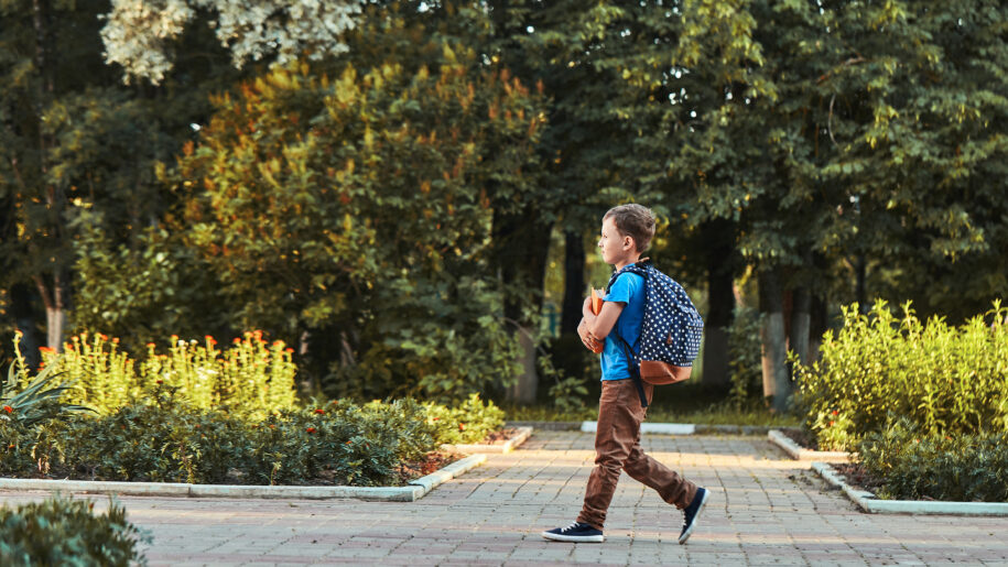 boy goes to school