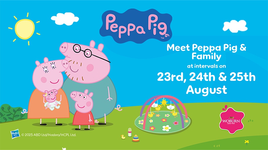 Poster for visit of Peppa Pig and Family to Woburn Safari Park.