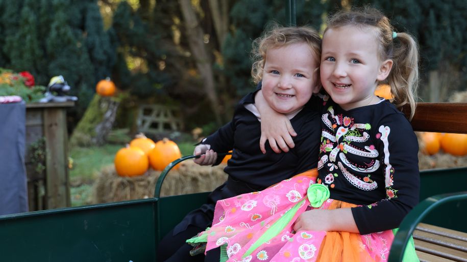two girls dressed up for halloween