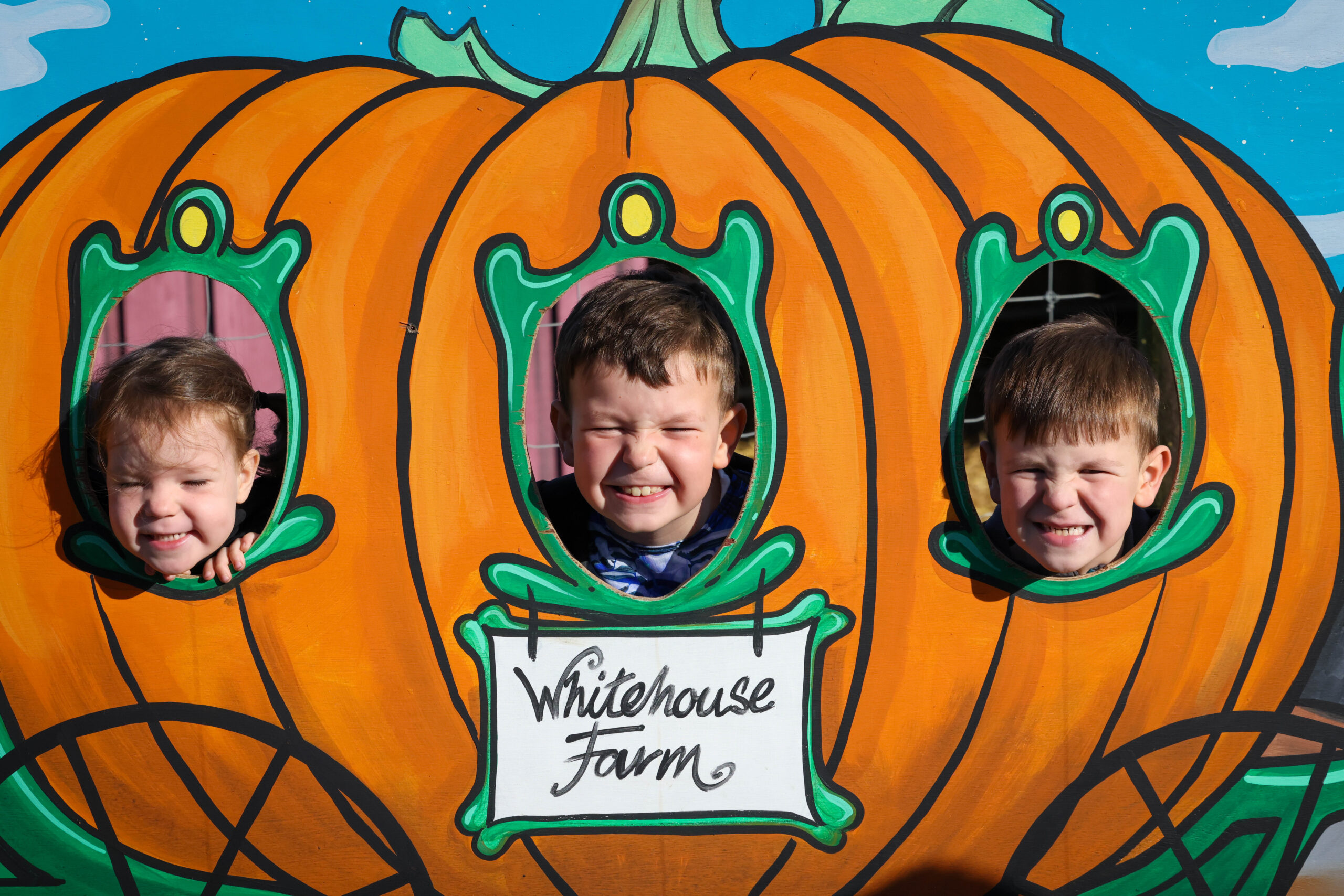 kids in pumpkin