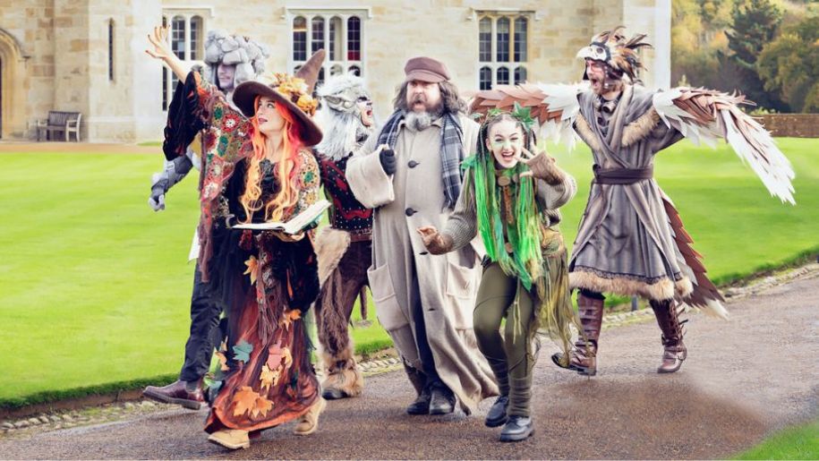 group of dressed up actors suitable for halloween and magic