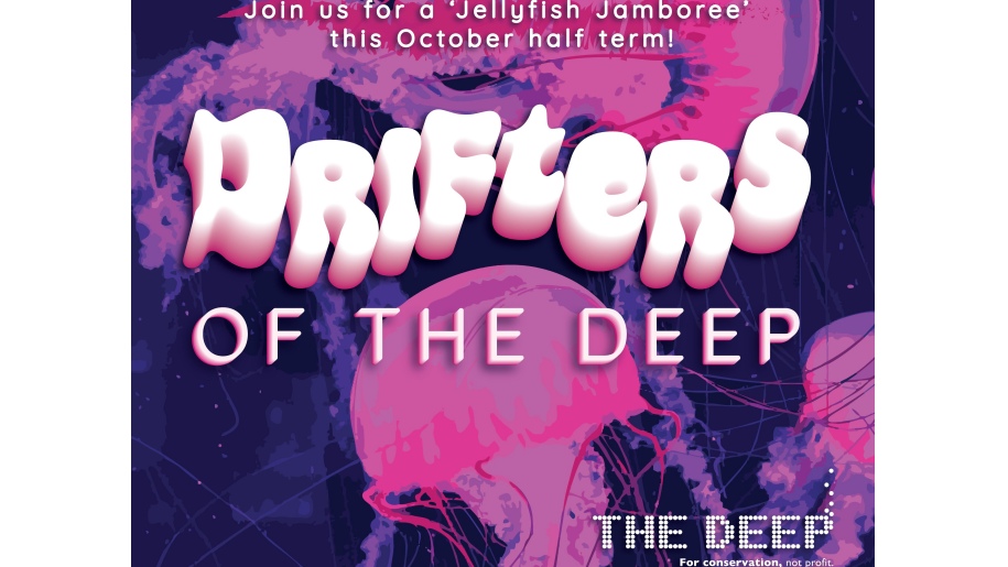 Pink and purple poster for The Deep's jellyfish-themed event.