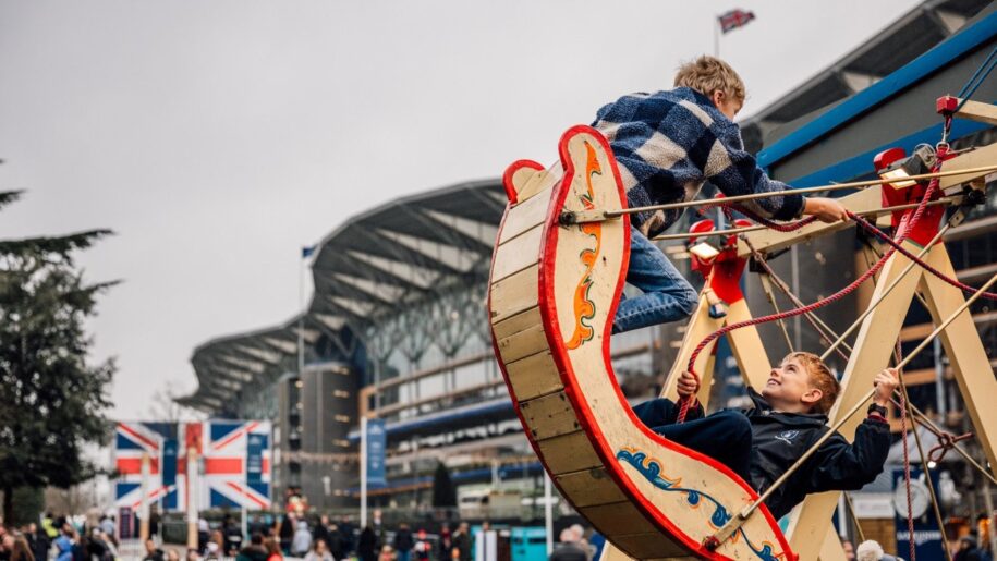 children on fairground ride