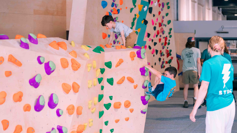 kids on climbing wall
