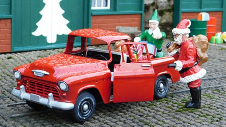 father christmas and mini car