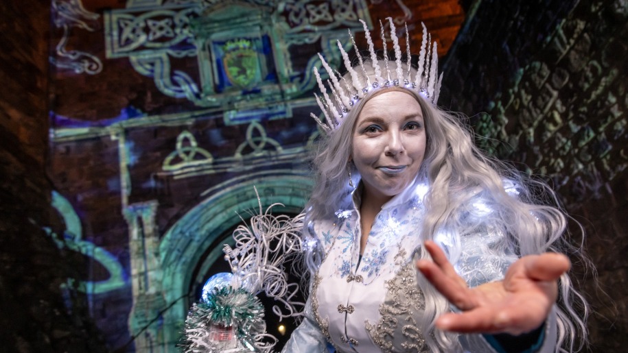 The Ice Queen in the Great Hall of Edinburgh Castle at Christmas.